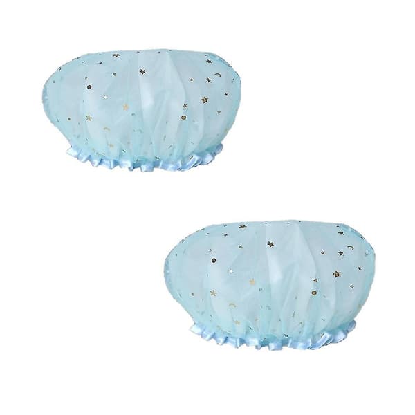 2-pack Vattentät Blå Duschmössa Tjockare Vattentät Lampblack Mössa