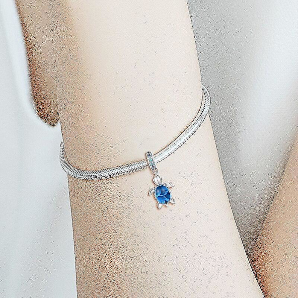 Sterling Sølv Perle Murano Glas Havskildpadde Dangle Charm Armbånd DIY Smykker