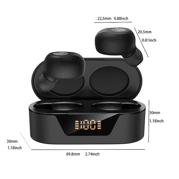Mini Bluetooth Headset med Power Display Touch Bluetooth Headset（sort）