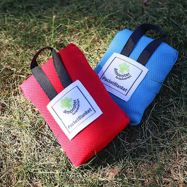 Mini fickpicknickfilt hopfällbar strandpicknickmatta vattentät nylonmatta vandringsrese strandfilt campingtillbehör（blå）