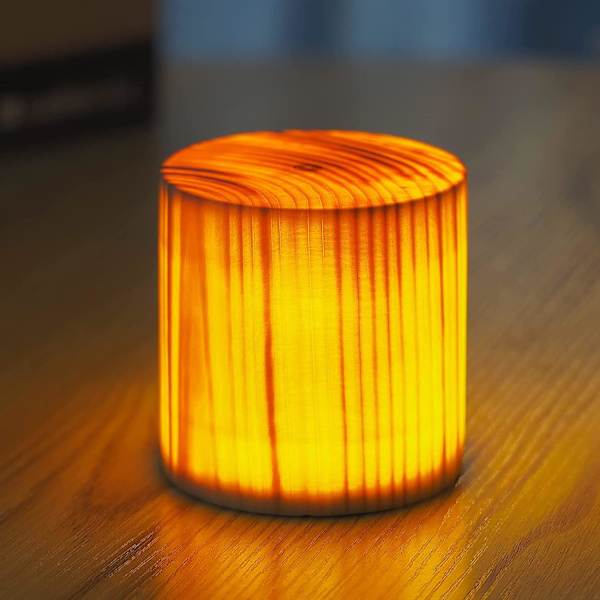 Liten tre berøringsdimmbar LED-bordlampe USB C oppladbar bærbar nattlys batteridrevet moderne trådløs bordlampe for stue B