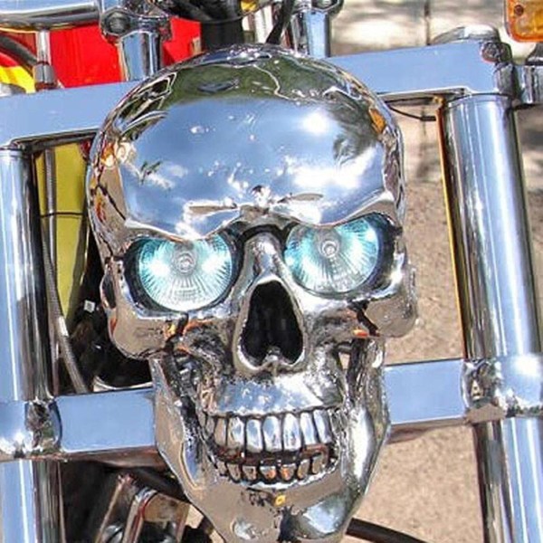 Skull Headlight At The Real Headlight, Universal Motorcykel Skull Lamp, Motorcykel Skull Front Head Light
