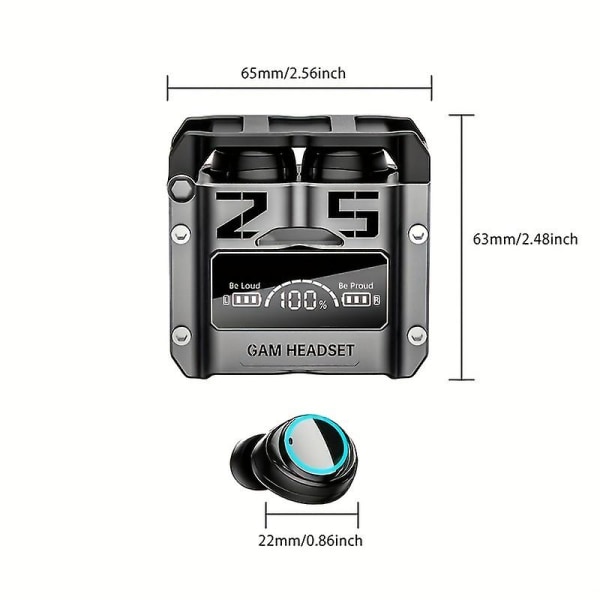 Esports Game Bluetooth Headset Mekaaninen Wind Digital Display Langaton Bluetooth kuuloke Erittäin pitkä akunkesto (Tuhka)