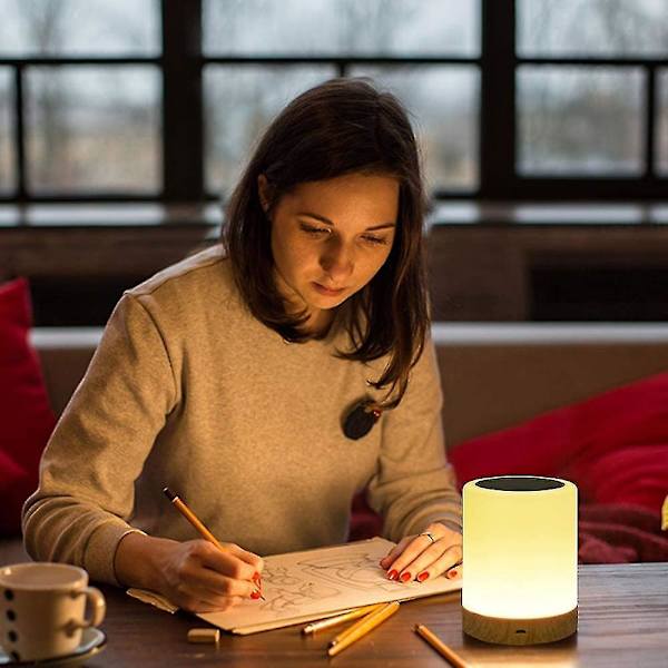 Led, sänglampa med touch och USB-laddningsbar och 16 RGB-färgväxling med dimbar bordslampa för säng och -