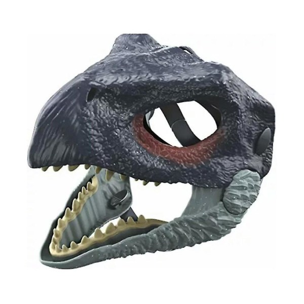 Jurassic World Dinosaur Mask Tyrannosaurus Rex Halloween maske med bevægelig mund（kongeblå）