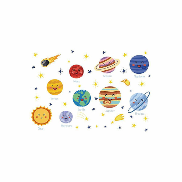 Planet Wall Sticker Sol System Rummet Børn Wall Decal, 1 sæt
