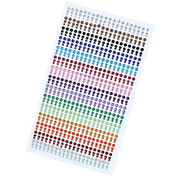 15 farger 3 størrelser Rhinestone-klistremerker Alt-i-ett-ark 900 stykker 3 mm 4 mm 5 mm DIY selvklebende fargerike perle Rhinestone dekorative klistremerker for håndverk
