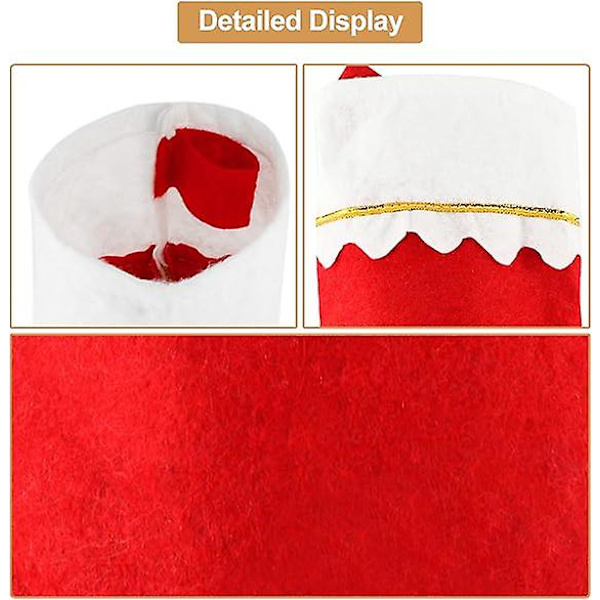Julstrumpor i Bulk 15\" Röda Filt Julstrumpor Set Julröda Och Vita Julstrumpor Juldekorationer Fest Ornament (12-pack)