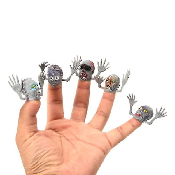 6 stk Little Monster Finger Dukker Legetøj Mini Spøgelseshoved Zombie Fortælle Dukker Håndlegetøj Halloween interaktiv gave til børn