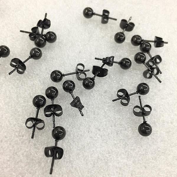 6 st stjälp i rostfritt stål, svarta, vakuumpläterade, allergivänliga (3 mm + 4 mm + 5 mm + 6 mm + 7 mm + 8 mm)