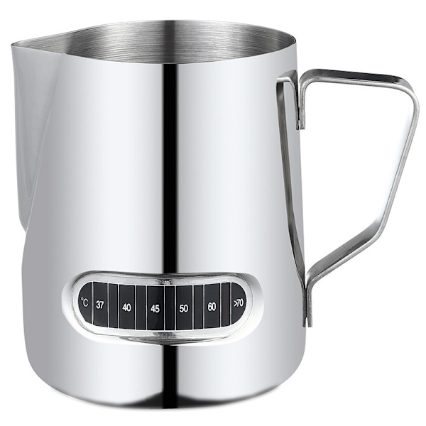 Kaffe-skumkanne med termometer Espresso-dampende skumkopp med intern måling Perfekt for kaffe latte-kunst (350 ml)