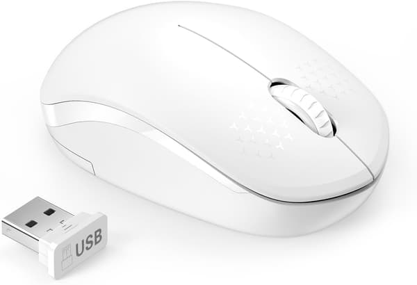 mini trådløs mus, 2.4G støjfri mus med USB-modtager - Bærbar computermus til pc, tablet, bærbar computer med Windows-system (hvid)