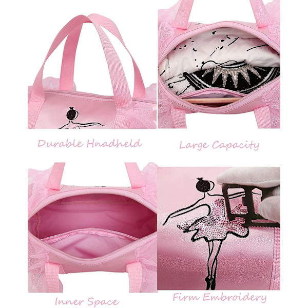 Sød balletdanserpose Tutu-kjolepose med nøglering til piger (Pink2 af langt mesh) One_Size