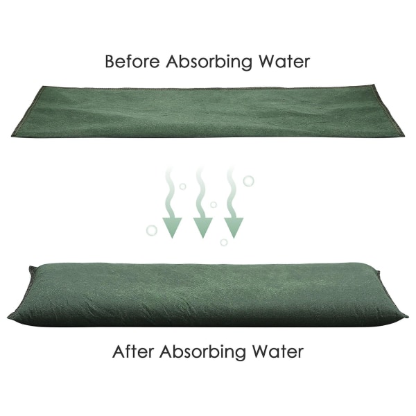 Ny opbevaringspose Vandaktiveret oversvømmelsesbarrierer Holdbar til kældergarage oversvømmelsesbarriere（25*150 cm，grøn）