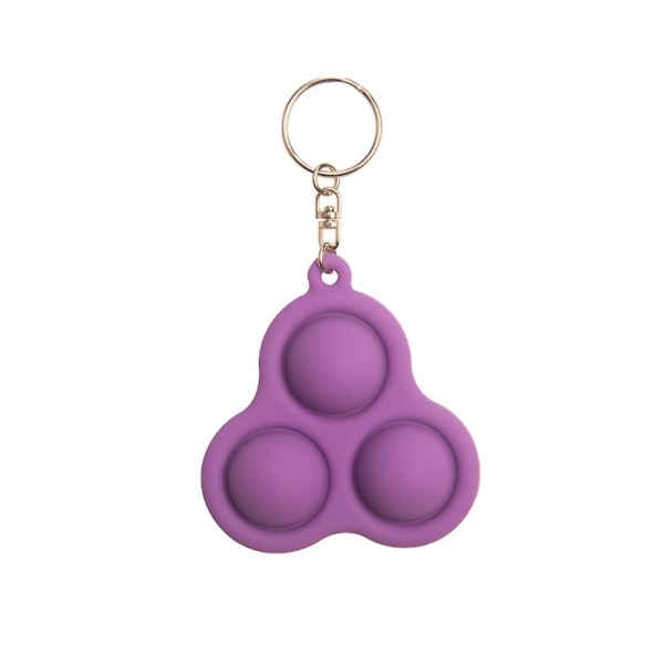 Mini Simple Dimple Toy Mini nøkkelring - grønn & lilla & rosa, lett å bære og leke (flerfarge valgfritt) (trekant, lilla)
