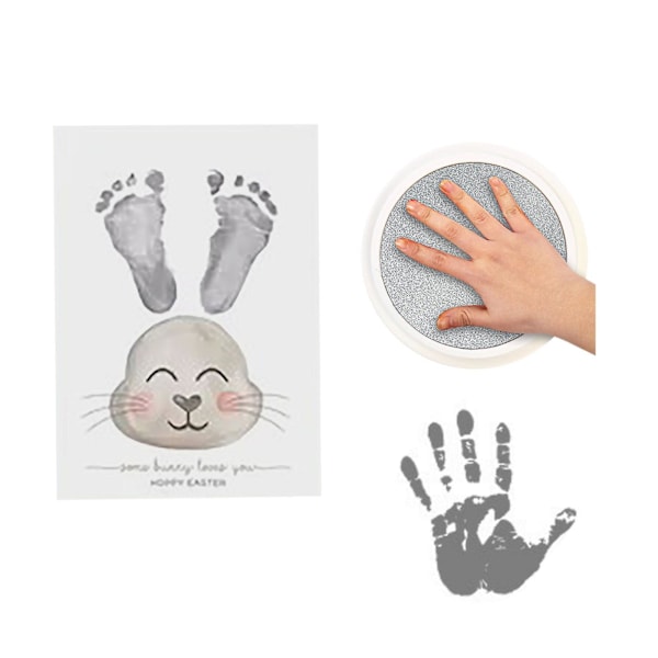 Påskkanin Fotspår Konst Påsk DIY Kort Baby Födelse Fotspår Handavtryck Fullmåne Minneskort Dekorativ Vägg