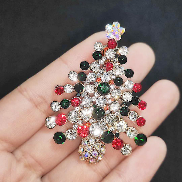 1 stk. Vintage Rhinestone Juletræ Broche Pin Crystal Jule broche