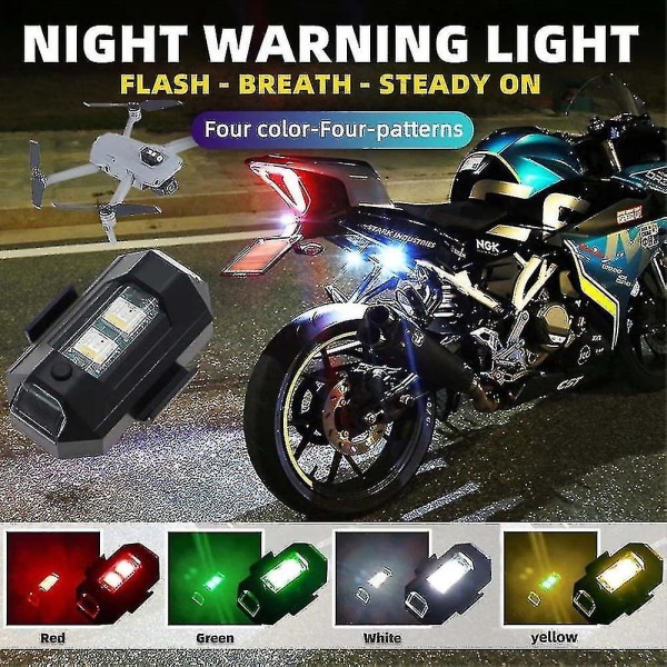 7 Farve Led Strobe-lys Fly Blinkende Anti-kollision Led Nat Signal Lys Til Cykel Motorcykel (2 STK)