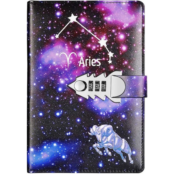 Locking Diary Combination Lock Journal Constellation Writing Diary A5 Starry Sky Lock Leather