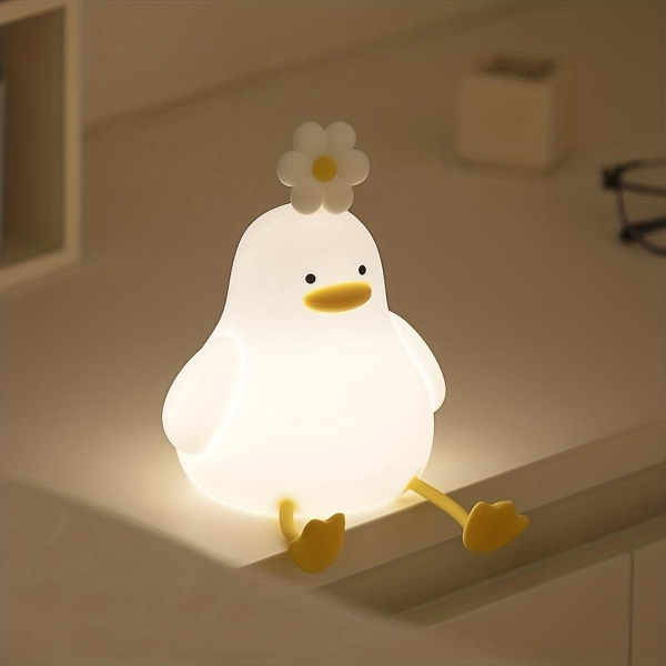 Leikkisä Flower Duck Pat Lamp Induktio Night Light Interaktiivinen silikoni Pat Lamp Makuuhuoneen Yövalaisimen lataustunnelma