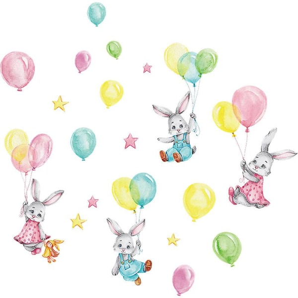 Cartoon Rabbits Print Wall Sticker for Kids Room Nursery Baby Room Wall,1set