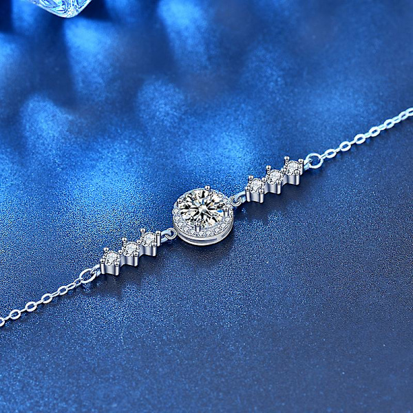 WABJTAMNy 925 sølvkjedeMoissanitt bryllupskjede armbånd for jenter klassisk smykker Gaver, turisme, selfie, gatefotografering Ny 925 sølvkjede