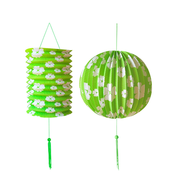 2 Gröna lyktor med vita Hawaii-blommor
