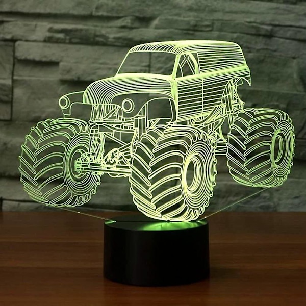 3D Traktor Bil Nattlampa Illusion Lampa 7/16 Färgskiftande LED Lampa USB-driven Touch Switch Fjärrkontroll Leksaker Present Dekor Dekorationer Jul