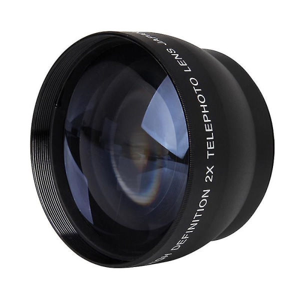 52 mm 2X forstørrelse teleobjektiv for Nikon AF-S 18-55 mm 55-200 mm objektivkamera (svart)