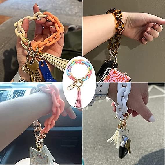 Armbåndsnøglekæde i akryl med nøglering i boho-stil - moderne nøglering til bil