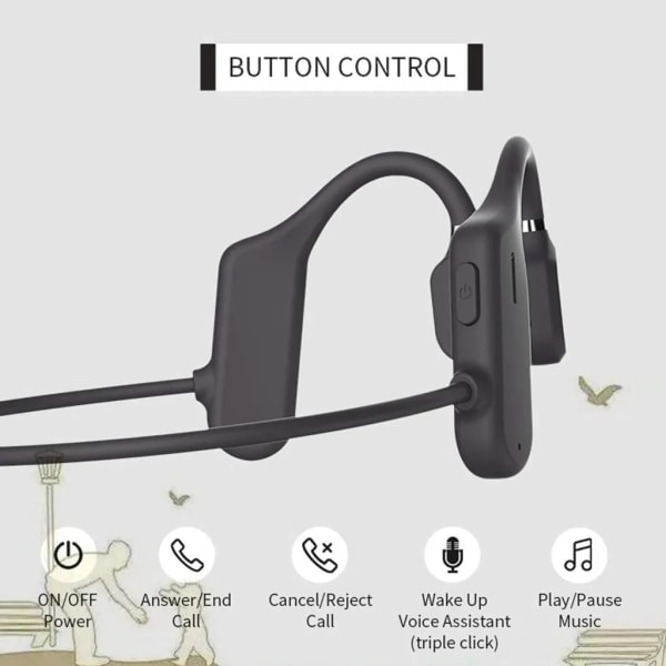 Trådlösa Bluetooth sporthörlurar med mikrofon - Svart