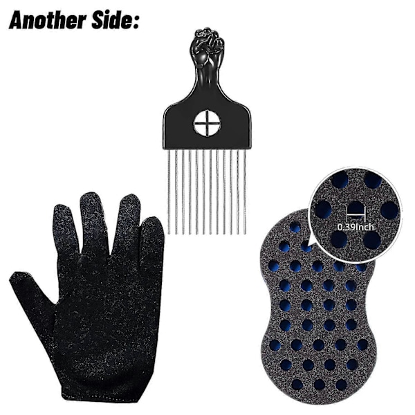 Curl Sponge Set, Hårsvamp för Svarta Män, Twist Sponge Brush Set för Lockar, Hår