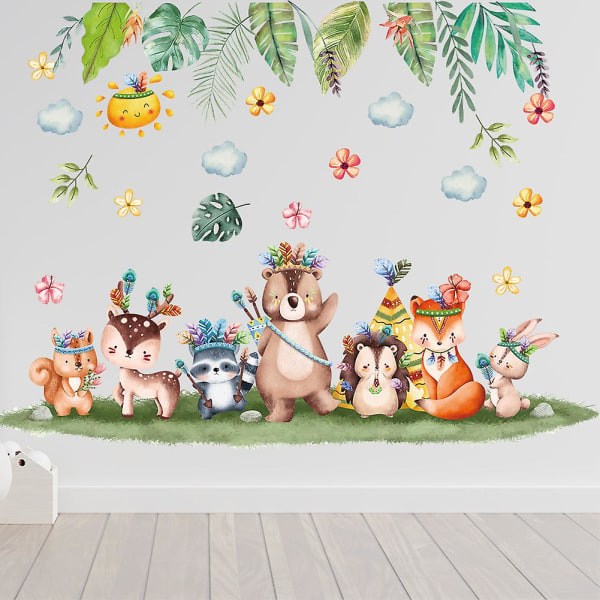 1 kpl Eläimet Seinätarra, Akvarelliseinätarra, Eläinten seinän taidekoristeet baby Vauvan päiväkoti Olohuone Makuuhuone