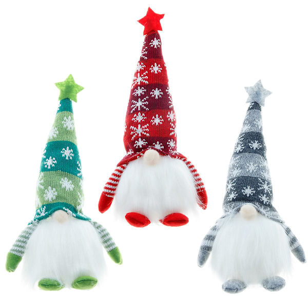 2 Nya Julbelysningar Rudolph Tomte Ansiktslös Gammal Man Dock Dekoration Semestergåvor, Batteridriven Vinterbord Dekorationer (röd+grå)