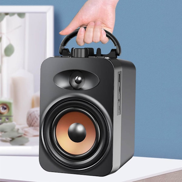 Bärbar Bluetooth-högtalare med dubbla subwooferbas, Bluetooth 5.0 trådlös högtalare stödjer FM-radio, litet stereoljudsystem för hem, fest