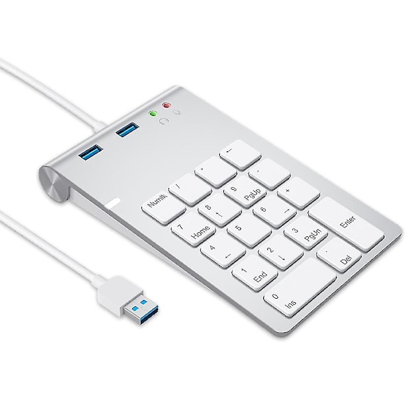 USB numerisk tastatur 18 taster med USB 3.0 port hubber og lydadapter_Aleko