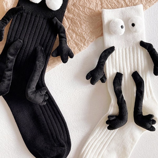1 pari magneettiset kädessä pitävät sukat, magneettiset käsi kädessä 3D-nukkeparisukat, hauskat pariskuntasukat (F*Kid)