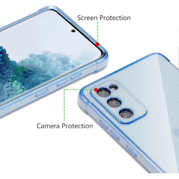 Designad för Samsung Galaxy S20 FE 5G Skal, Söt Pläterad Kant med Hjärtmönster och Kameralins Skydd Mobilfodral för Flickor Kvinnor, Blå