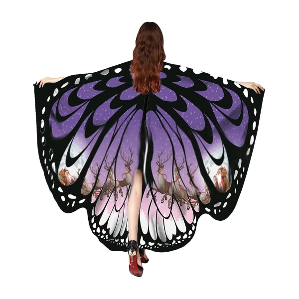 Cosplay Wings Butterfly Shawl Hänge Roterande Halloween Butterfly Sjal Ny（D，Multicolor）
