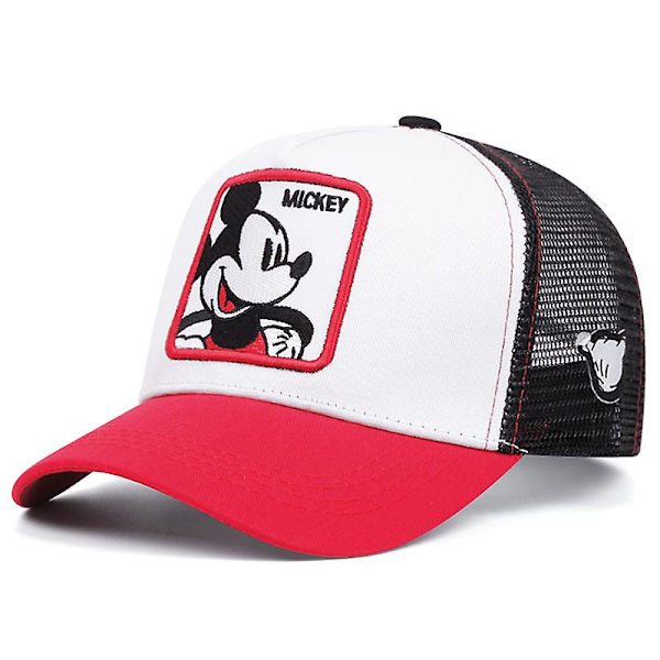 Cartoon broderad Mickey Mouse baseball keps utomhus mesh duckbill keps sommar solskydd andningsbar hatt Mickey Vit