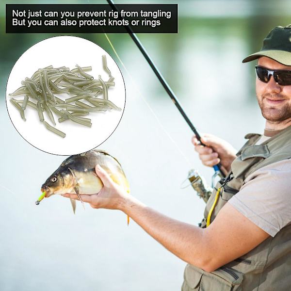 2024100PCS 20mm PE Anti Tangles Line Aim Hook Sleeve Ljusgrön Karpfiske Tillbehör Tackle