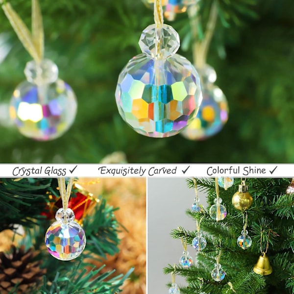 12 stycken kristalljulkulor 2,2 cm Mini Ab Färgade Prismabollar Julgransdekoration, Hängande Kristaller för Julbröllop Fest Hem (ab)