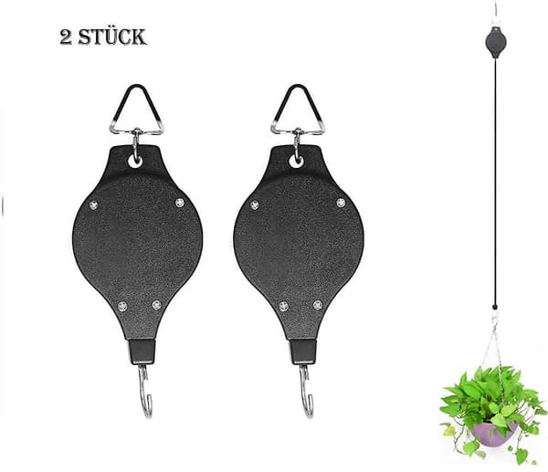 Retraktil blomkruke krok, 2 st blomkorg krokar, reptrissa, trafikljuslyft, växtlyft