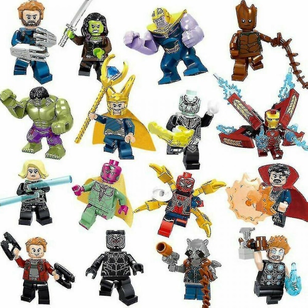 16 stk Marvel Avengers Super Hero Comic Mini Figures Dc Minifigure Gave til børn（1 sæt，Multicolor）