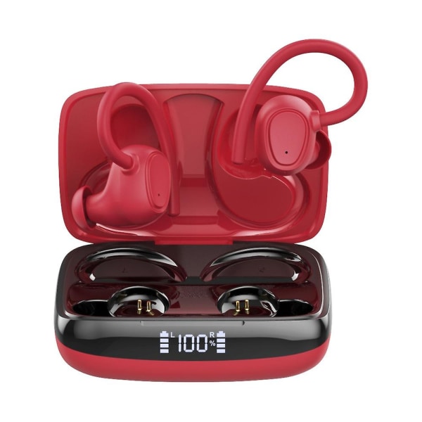 Bluetooth kuulokkeet pelaaminen e-urheilu akunkesto korkealaatuinen älykäs digitaalinen näyttö korvaan kiinnitettävät langattomat kuulokkeet (punainen)