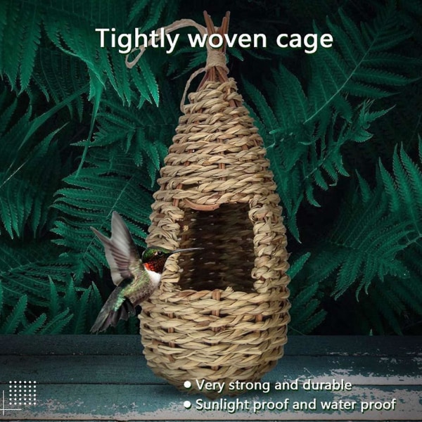 2x Garden Handing Birds Nest Box Breeding Nest Gräs Handvävd för utomhushängning