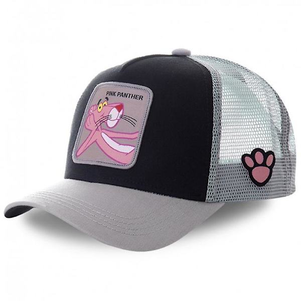 Rosa tecknad busig leopard basebollkeps Anime Hip Hop Mesh Cap Amerikansk Trucker Cap Busig panter Svart Grå