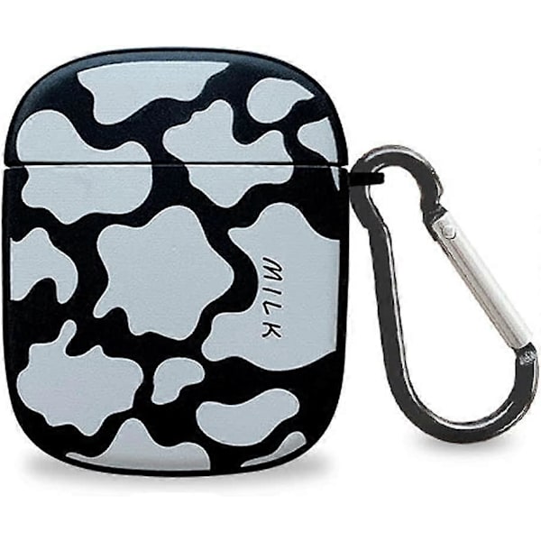 Trådlöst hörlursfodral Kompatibelt med Airpods 1/2, Flickor Kvinnor Elegant Mjölk Ko Tryck Mjuk TPU Helkroppsskyddande Skinn, Anti-Förlust Lätt Att Bär