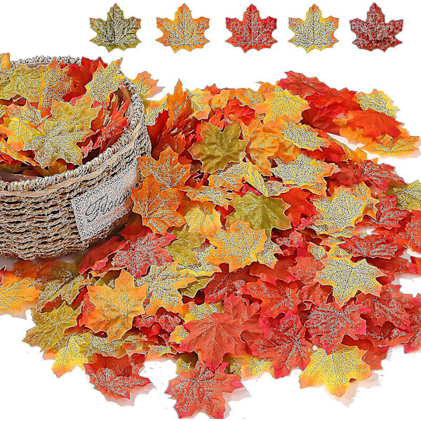 500 st Lönnlöv i Höstfärger - Konstgjorda Löv för Hemmet, Sovrummet, Köket, Restaurangen, Dekorationer, DIY-Projekt, Festivaler, Jul, Fest, Thanksgiving-Bord