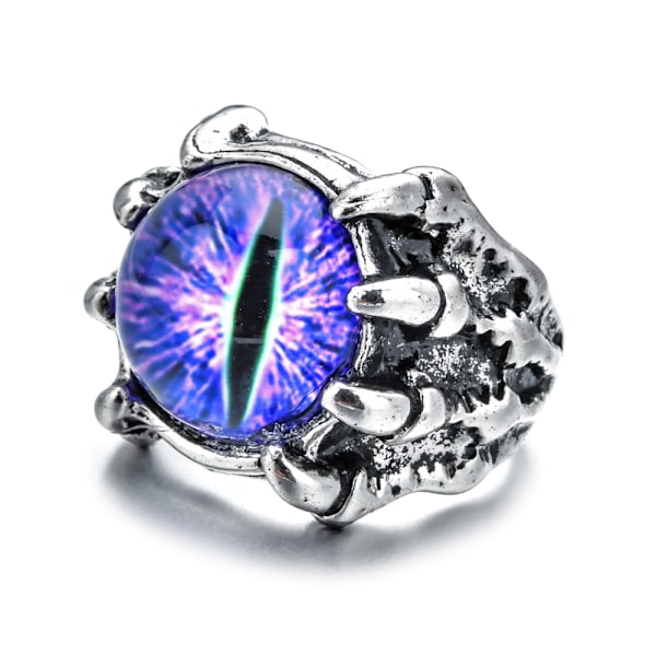 Punk Vintage Men Retro Dragon Claw Evil Eyes Ring Devil Eyeball Snake Animal Male Crystal Finger Jewelry Halloween Gift